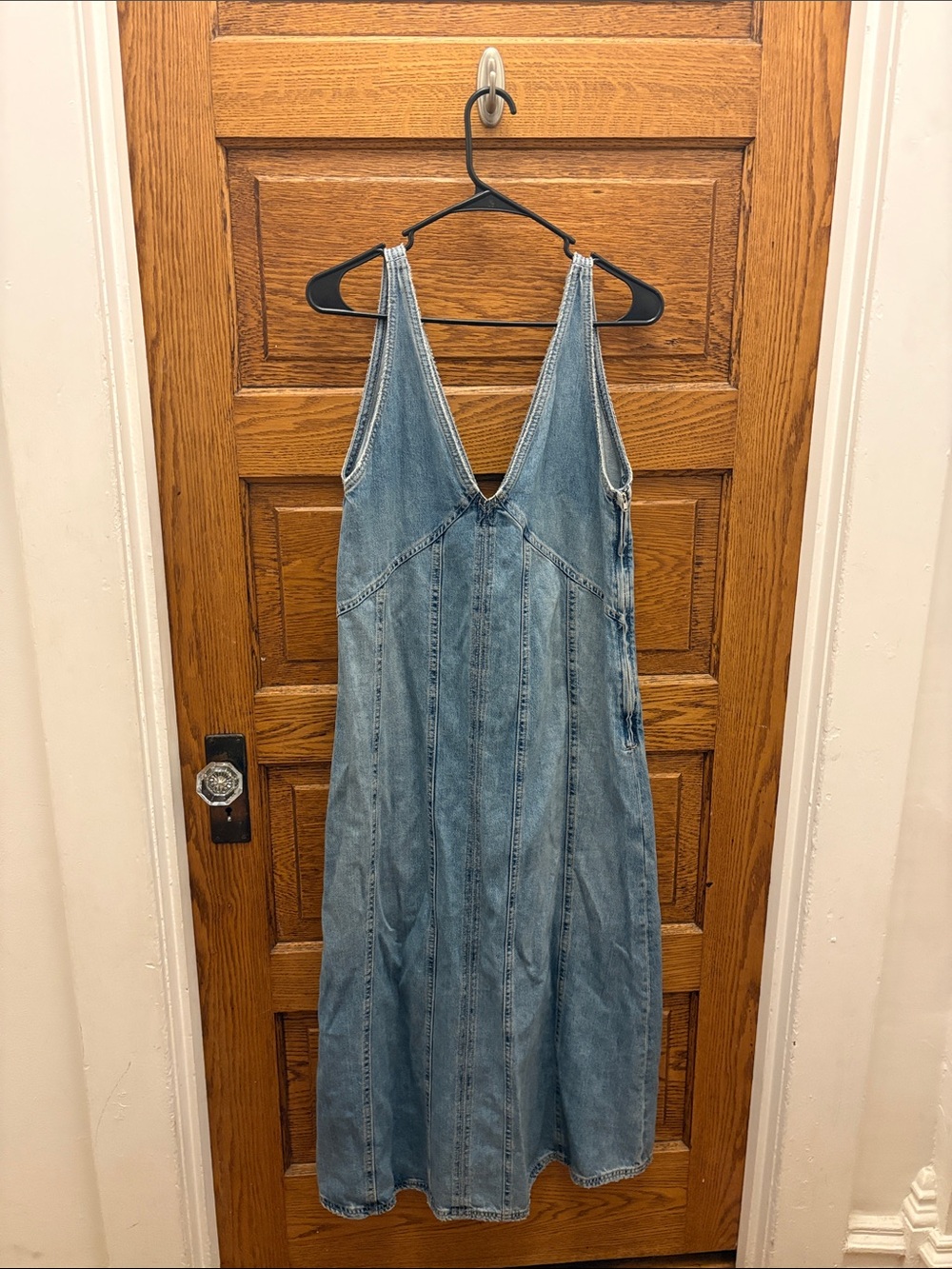 Zara Light Blue Denim Pinafore with V-Neck